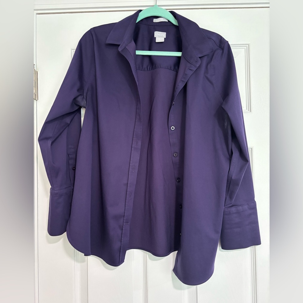 Chicos No-Iron Stretch 3/4 Sleeve Blouse size 2 (medium)